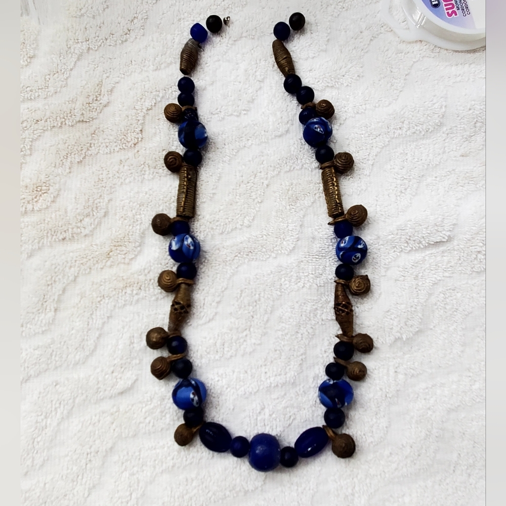 Brass & Glass Bead Necklace - Picture 2 of 5